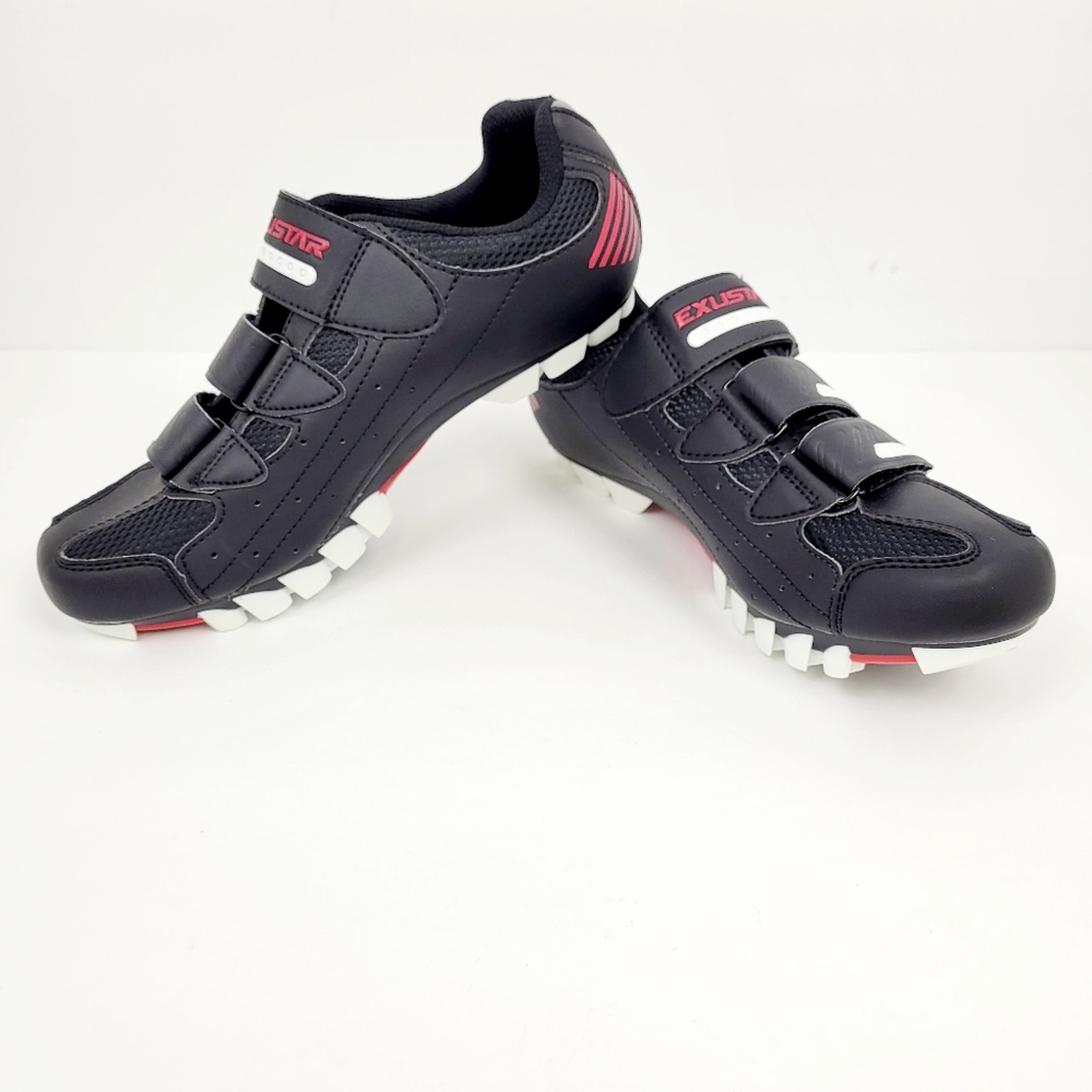 Exustar E-SM308B MTB Cycling Shoe Men 7 US/40EU~Women 8.5 US~White Black Red~NEW
